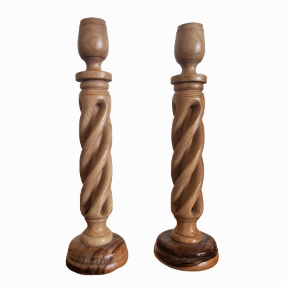 Candle Holders From Holy Land Olive Wood